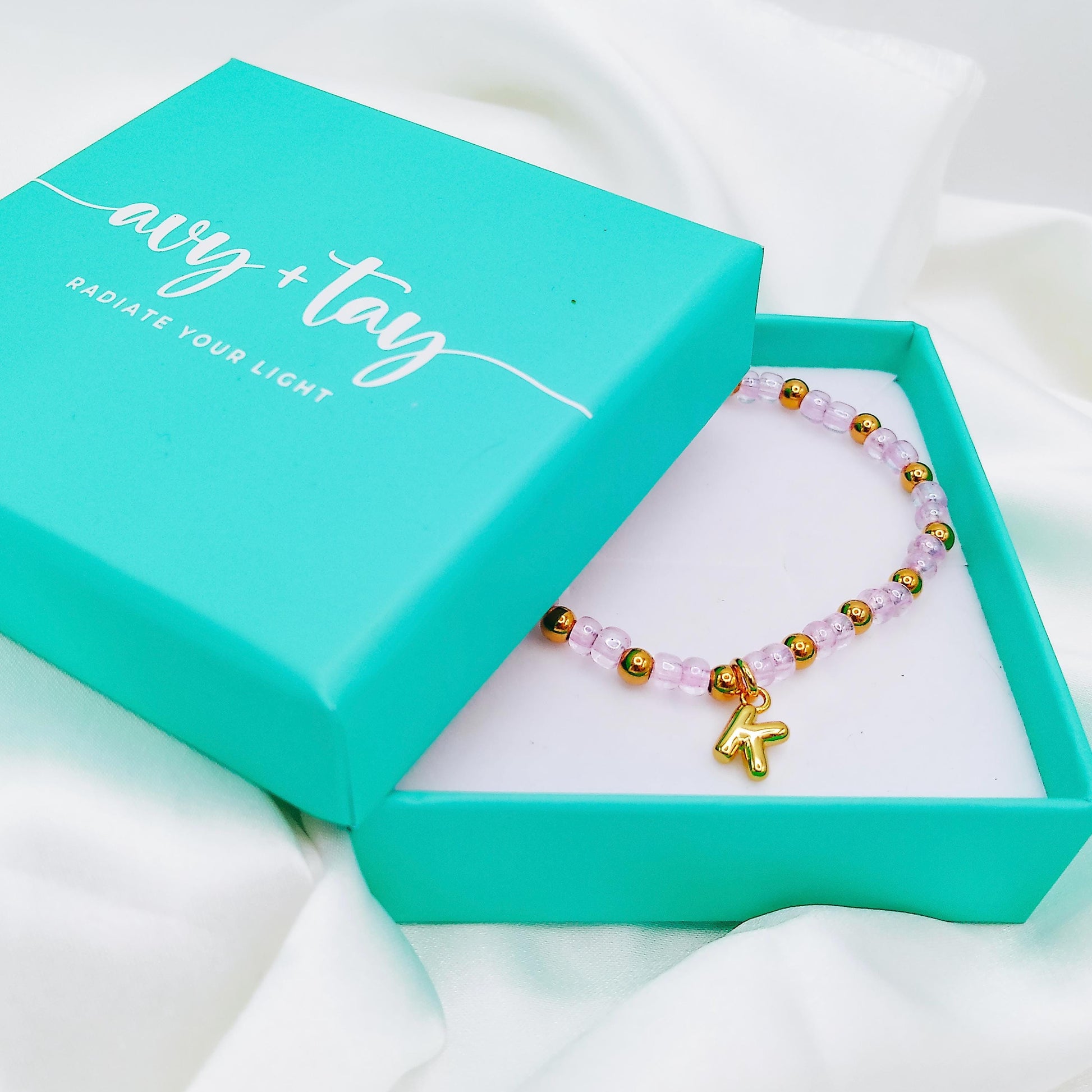 INITIAL CHARM BEADED BRACELET - Avy + Tay