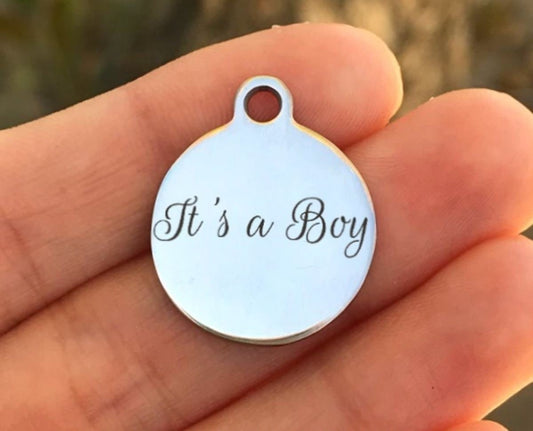 It's A Boy Charms Custom Engraved Charms Personalized Stainless Steel Charms BULK Options ZF200 - Avy + Tay