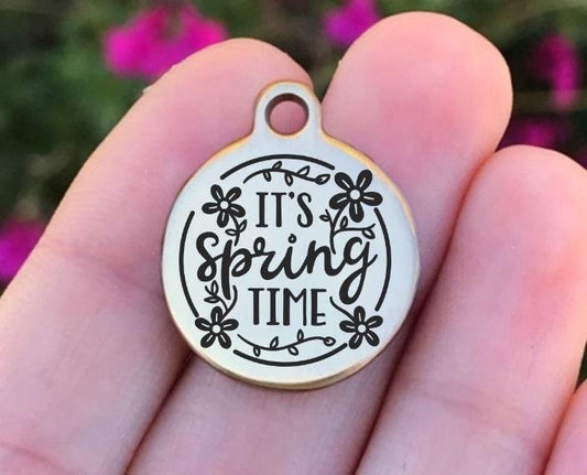 It's Spring Time Charms Custom Engraved Charms Personalized Stainless Steel Charms BULK Options ZF1383 - Avy + Tay