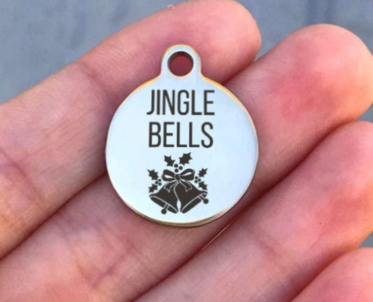 Jingle Bells Charms Custom Engraved Charms Personalized Stainless Steel Charms BULK Options ZF461 - Avy + Tay