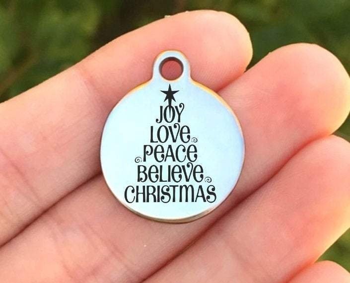 Joy Love Peace... Charms Custom Engraved Charms Personalized Stainless Steel Charms BULK Options ZF1123 - Avy + Tay