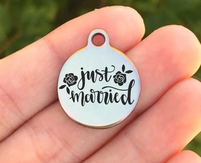 Just Married Charms Custom Engraved Charms Personalized Stainless Steel Charms BULK Options ZF1481 - Avy + Tay