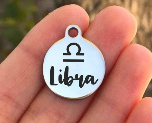 Libra Charms Custom Engraved Charms Personalized Stainless Steel Charms BULK Options ZF1001 - Avy + Tay