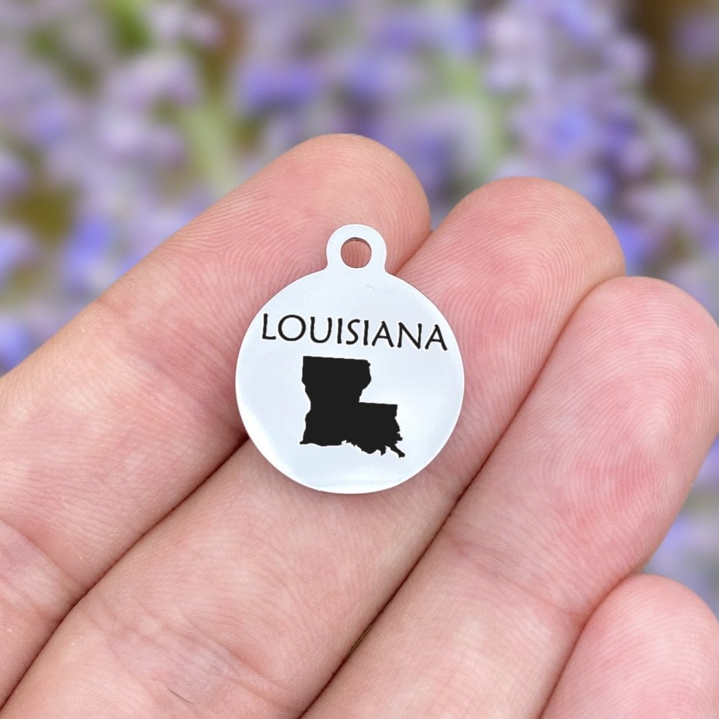 Louisiana Charms Custom Engraved Charms Personalized Stainless Steel Charms BULK Options ZF72 - Avy + Tay