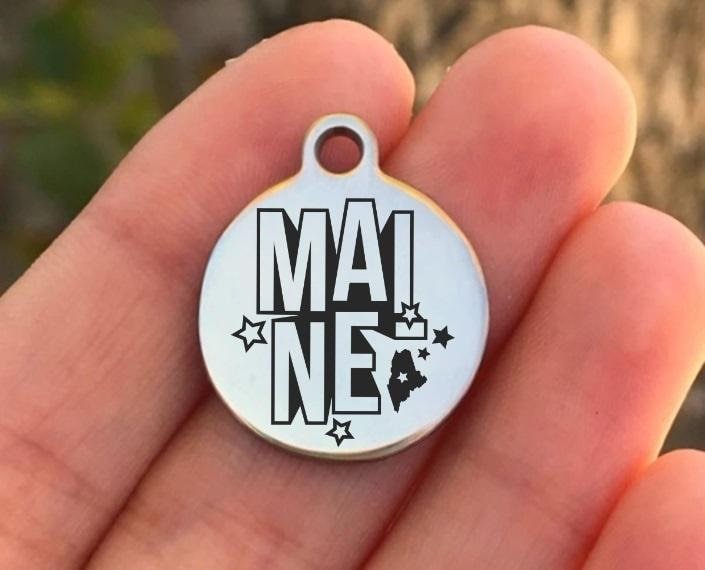 Maine Charms Custom Engraved Charms Personalized Stainless Steel Charms BULK Options ZF1539 - Avy + Tay