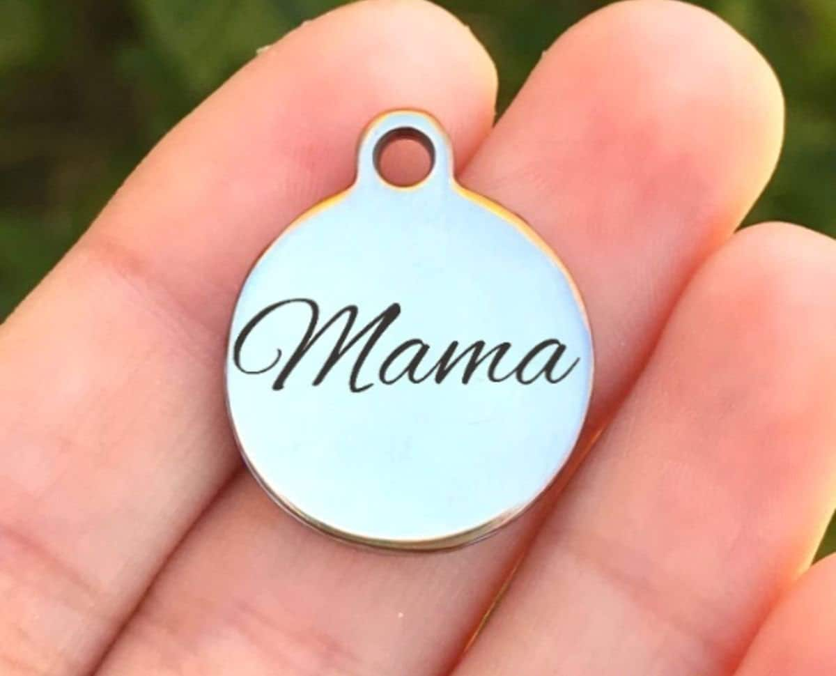 Mama Charms Custom Engraved Charms Personalized Stainless Steel Charms BULK Options ZF129 - Avy + Tay