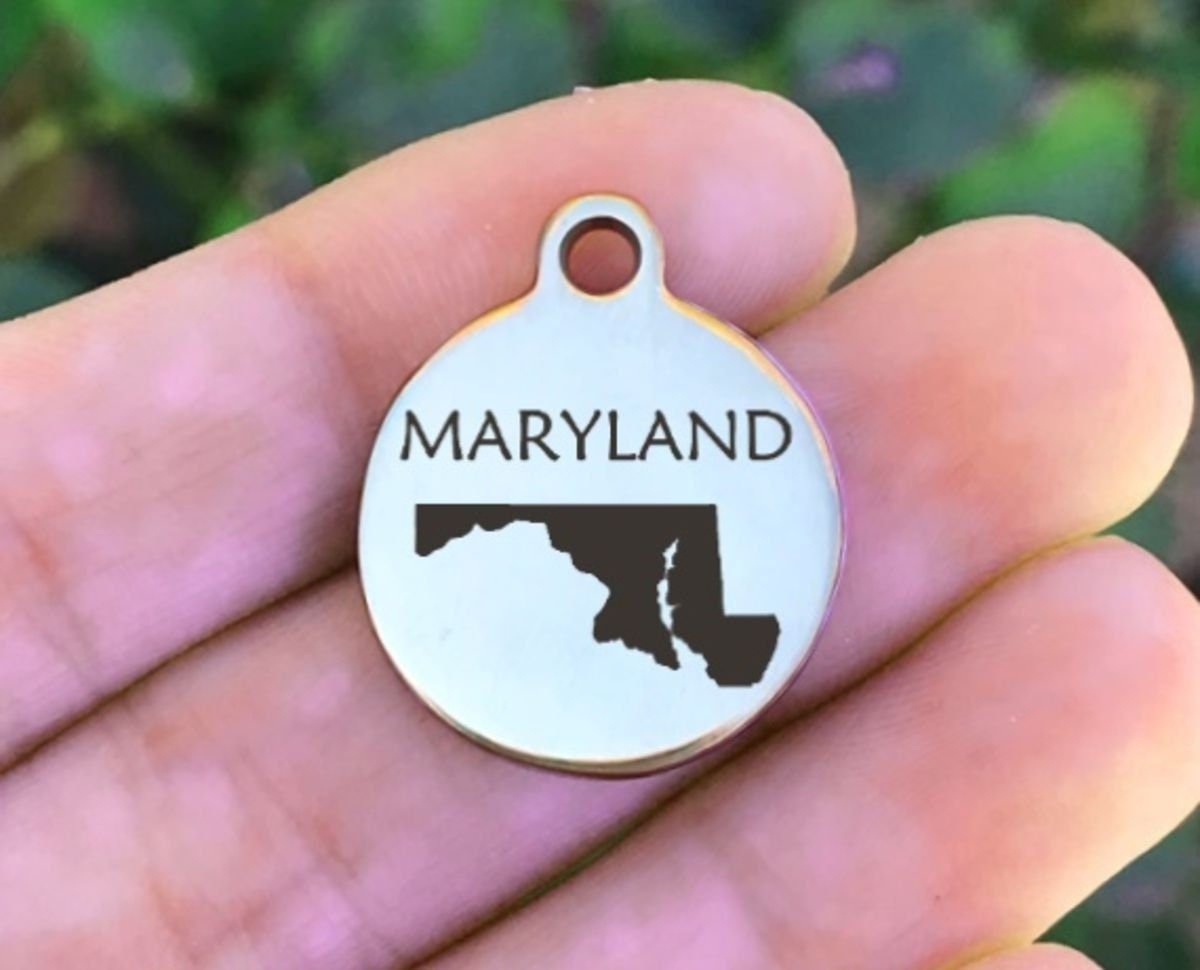 Maryland Charms Custom Engraved Charms Personalized Stainless Steel Charms BULK Options ZF94 - Avy + Tay