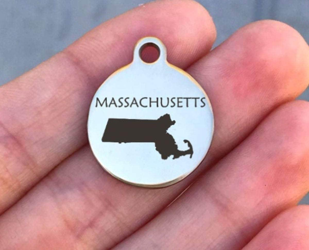 Massachusetts Charms Custom Engraved Charms Personalized Stainless Steel Charms BULK Options ZF100 - Avy + Tay