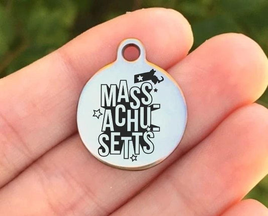 Massachusetts Charms Custom Engraved Charms Personalized Stainless Steel Charms BULK Options ZF1541 - Avy + Tay