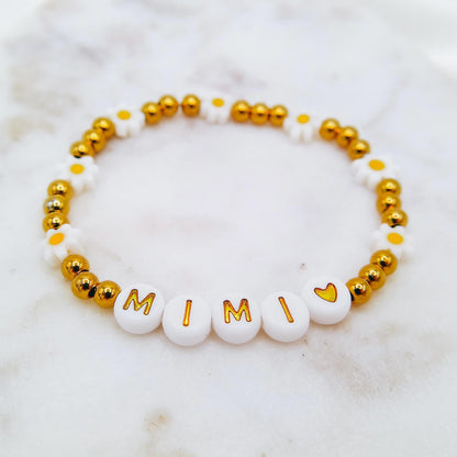 METAL BEADED DAISY WORD BRACELET - Avy + Tay