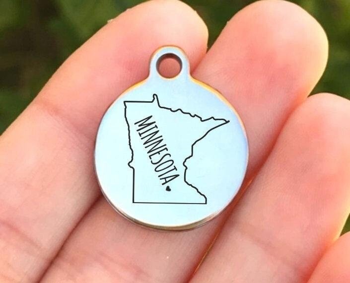 Minnesota Charms Custom Engraved Charms Personalized Stainless Steel Charms BULK Options ZF1031 - Avy + Tay