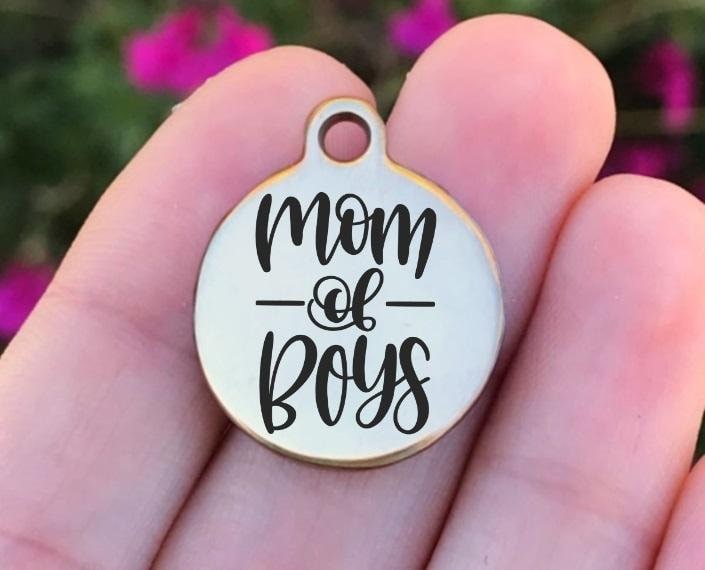 Mom Of Boys Charms Custom Engraved Charms Personalized Stainless Steel Charms BULK Options ZF1399 - Avy + Tay