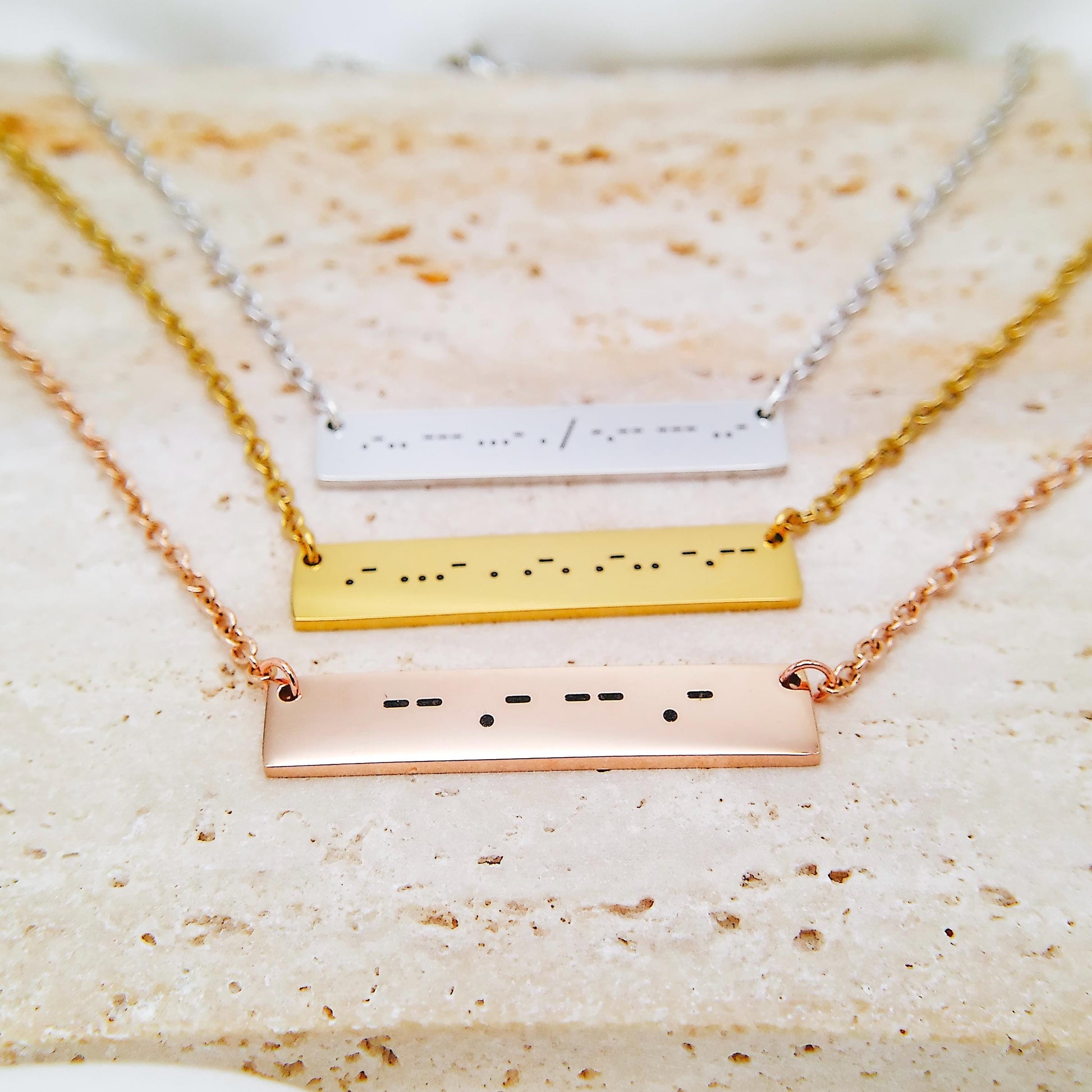 MORSE CODE BAR NECKLACE - Avy + Tay