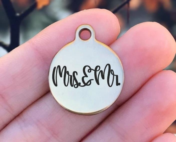 Mrs. And Mr. Charms Custom Engraved Charms Personalized Stainless Steel Charms BULK Options ZF1463 - Avy + Tay