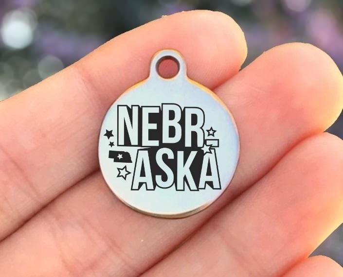 Nebraska Charms Custom Engraved Charms Personalized Stainless Steel Charms BULK Options ZF1547 - Avy + Tay