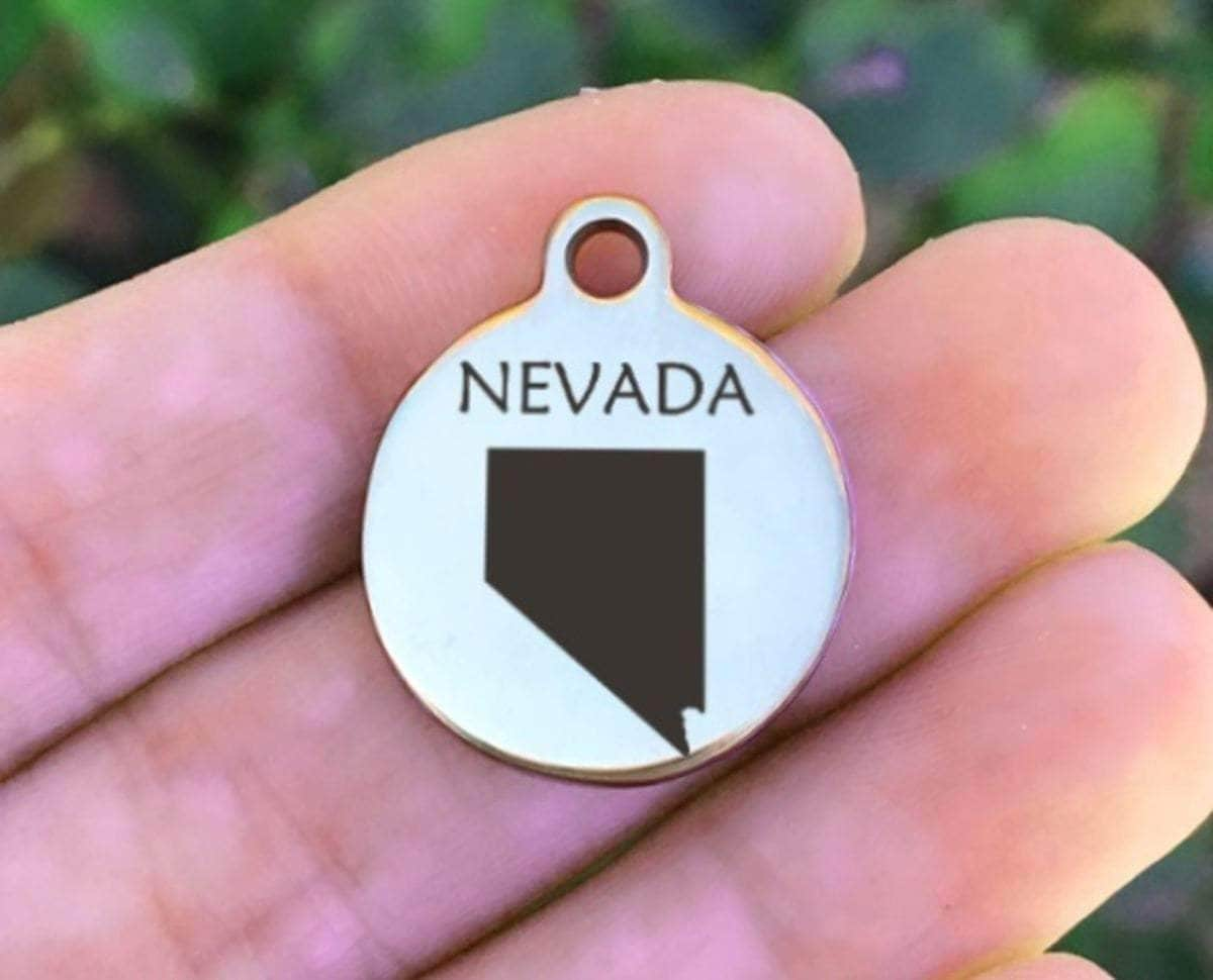 Nevada Charms Custom Engraved Charms Personalized Stainless Steel Charms BULK Options ZF106 - Avy + Tay