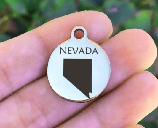 Nevada Charms Custom Engraved Charms Personalized Stainless Steel Charms BULK Options ZF106 - Avy + Tay