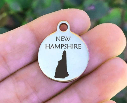 New Hampshire Charms Custom Engraved Charms Personalized Stainless Steel Charms BULK Options ZF102 - Avy + Tay