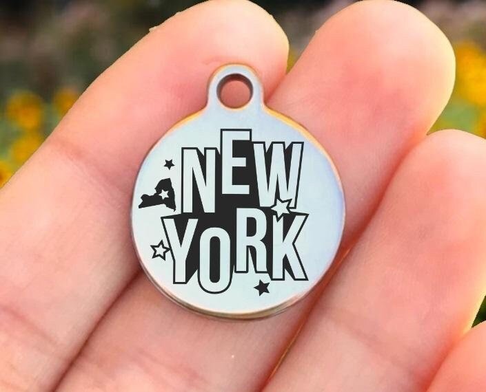 New York Charms Custom Engraved Charms Personalized Stainless Steel Charms BULK Options ZF1552 - Avy + Tay