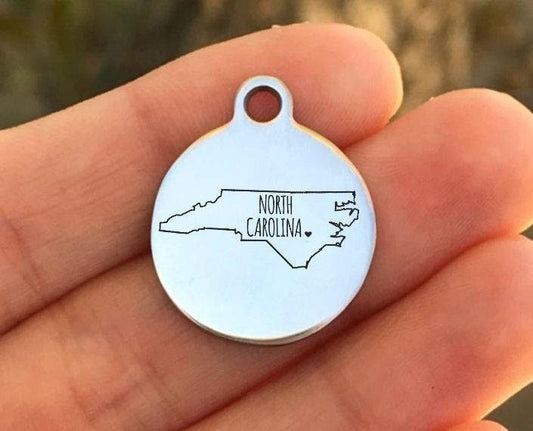 North Carolina Charms Custom Engraved Charms Personalized Stainless Steel Charms BULK Options ZF1042 - Avy + Tay