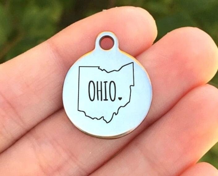 Ohio Charms Custom Engraved Charms Personalized Stainless Steel Charms BULK Options ZF1046 - Avy + Tay