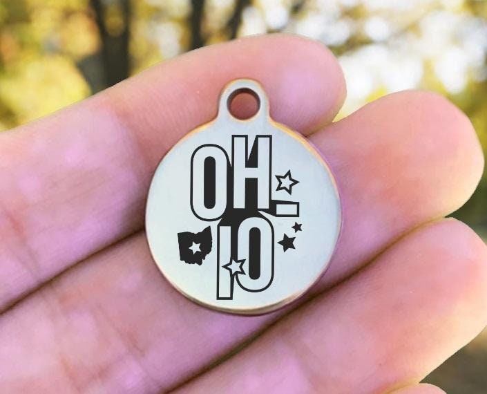 Ohio Charms Custom Engraved Charms Personalized Stainless Steel Charms BULK Options ZF1555 - Avy + Tay