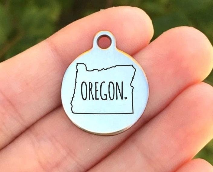 Oregon Charms Custom Engraved Charms Personalized Stainless Steel Charms BULK Options ZF1014 - Avy + Tay