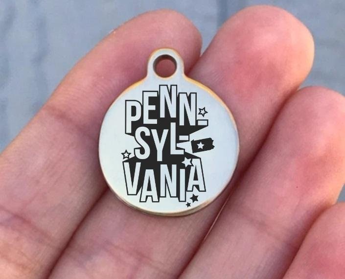 Pennsylvania Charms Custom Engraved Charms Personalized Stainless Steel Charms BULK Options ZF1558 - Avy + Tay