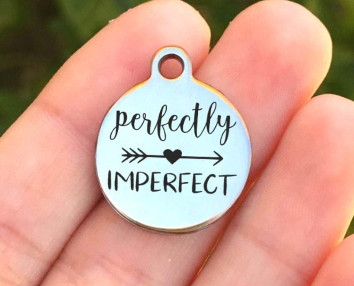 Perfectly Imperfect Charms Custom Engraved Charms Personalized Stainless Steel Charms BULK Options ZF550 - Avy + Tay