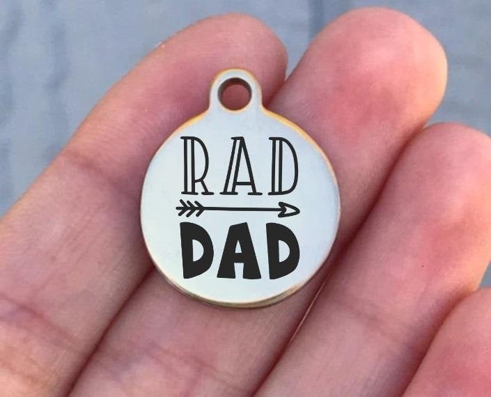 Rad Dad Charms Custom Engraved Charms Personalized Stainless Steel Charms BULK Options ZF1503 - Avy + Tay