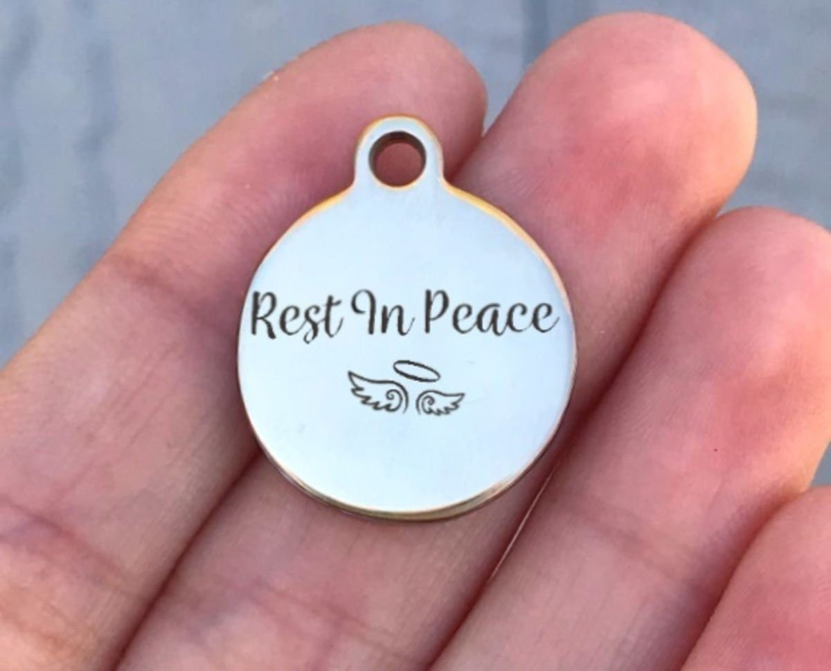 Rest In Peace Charms Custom Engraved Charms Personalized Stainless Steel Charms BULK Options ZF199 - Avy + Tay