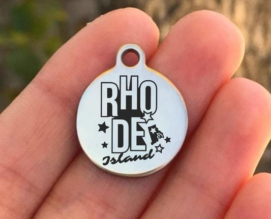 Rhode Island Charms Custom Engraved Charms Personalized Stainless Steel Charms BULK Options ZF1559 - Avy + Tay