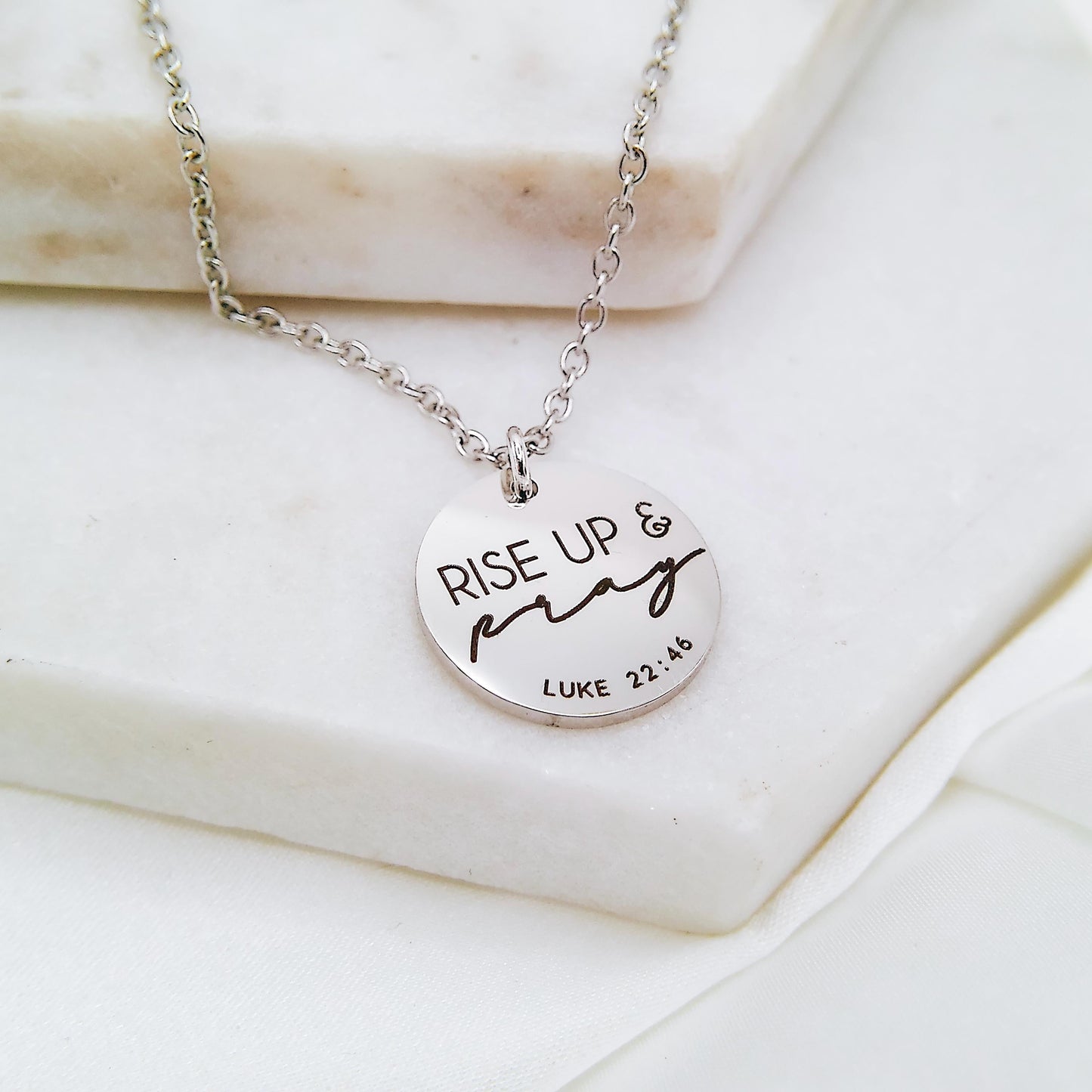 RISE UP AND PRAY LUKE 22:46 NECKLACE - Avy + Tay