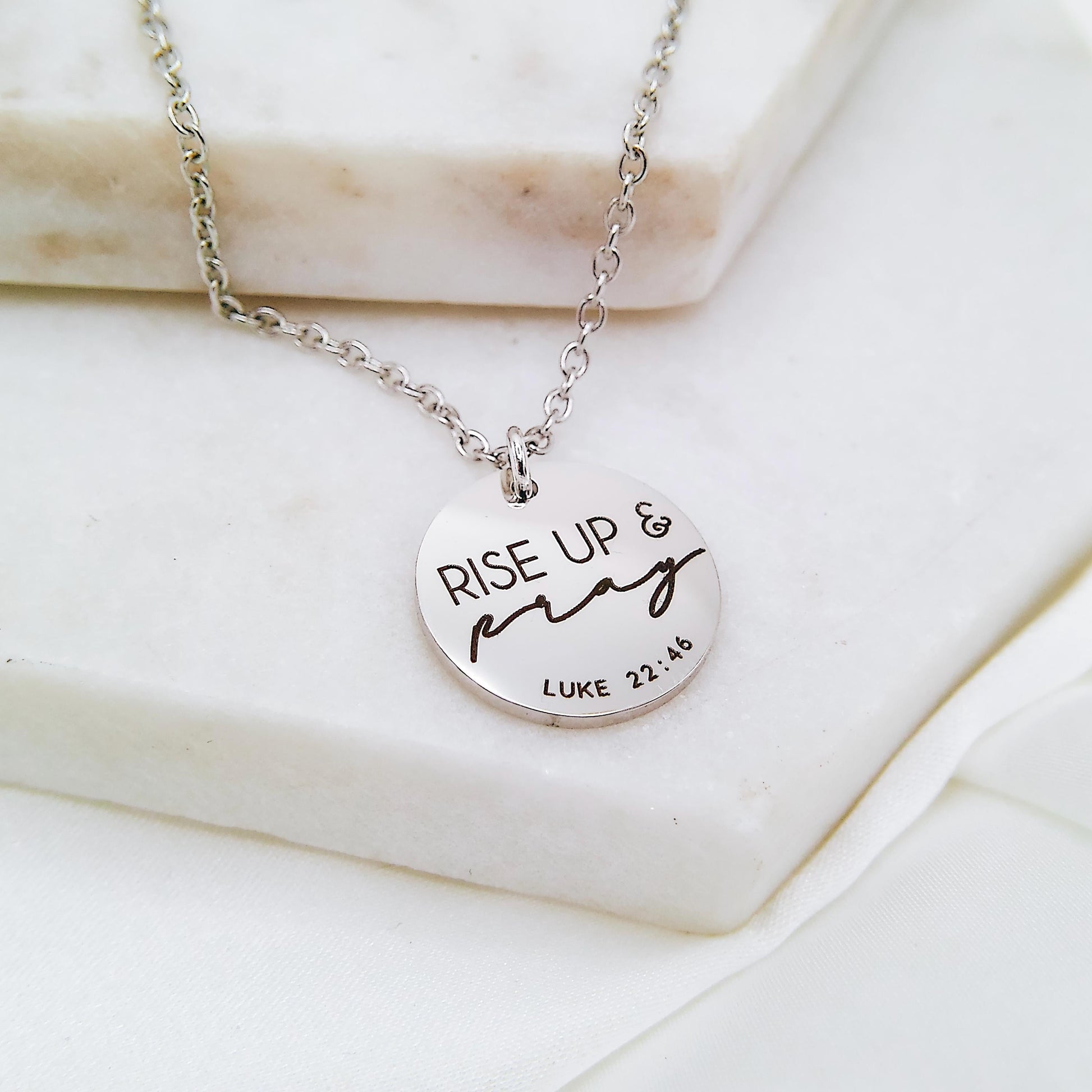 RISE UP AND PRAY LUKE 22:46 NECKLACE - Avy + Tay