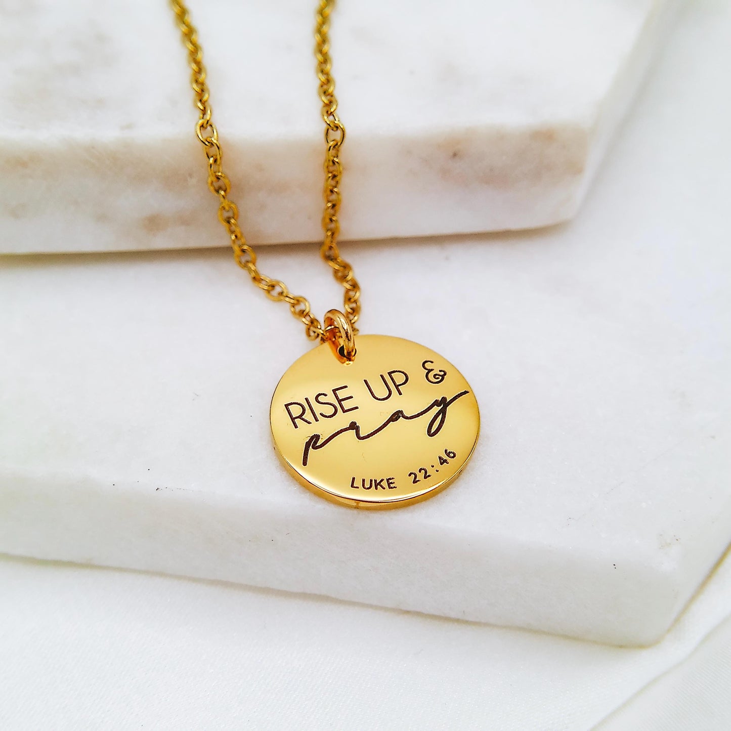 RISE UP AND PRAY LUKE 22:46 NECKLACE - Avy + Tay
