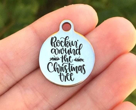 Rockin Around The Christmas Tree Charms Custom Engraved Charms Personalized Stainless Steel Charms BULK Options ZF1222 - Avy + Tay