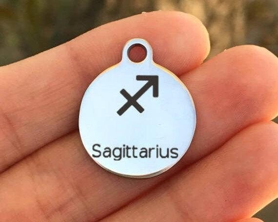 Sagittarius Charms Custom Engraved Charms Personalized Stainless Steel Charms BULK Options ZF300 - Avy + Tay