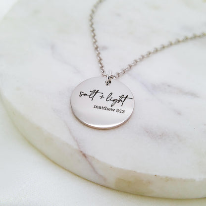 SALT + LIGHT MATTHEW 5:13 NECKLACE - Avy + Tay