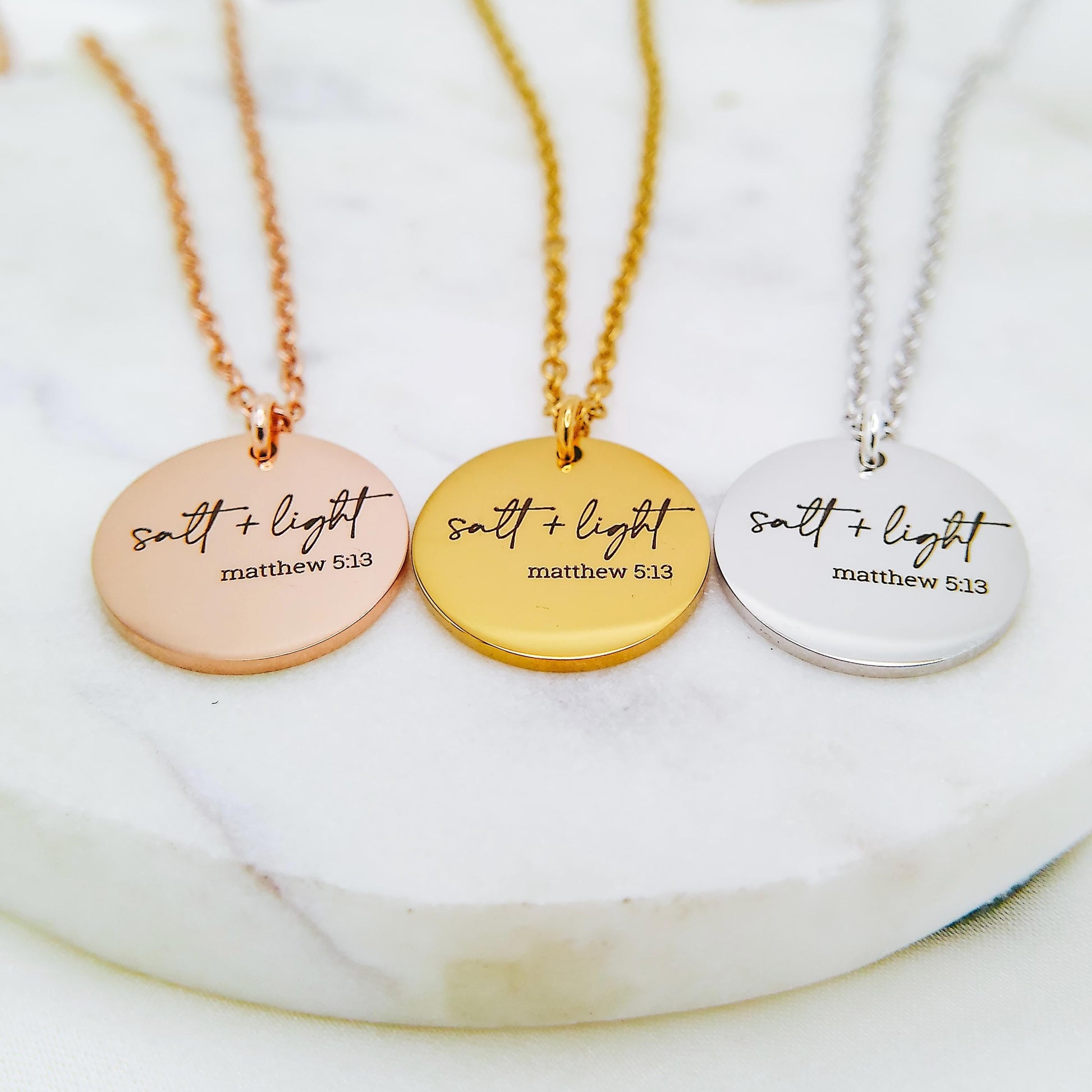 SALT + LIGHT MATTHEW 5:13 NECKLACE - Avy + Tay