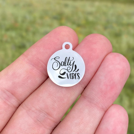 Salty Vibes Charms Custom Engraved Charms Personalized Stainless Steel Charms BULK Options ZF1600 - Avy + Tay