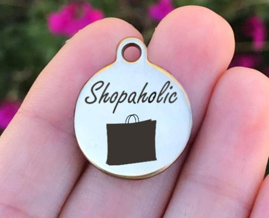 Shopaholic Charms Custom Engraved Charms Personalized Stainless Steel Charms BULK Options ZF125 - Avy + Tay