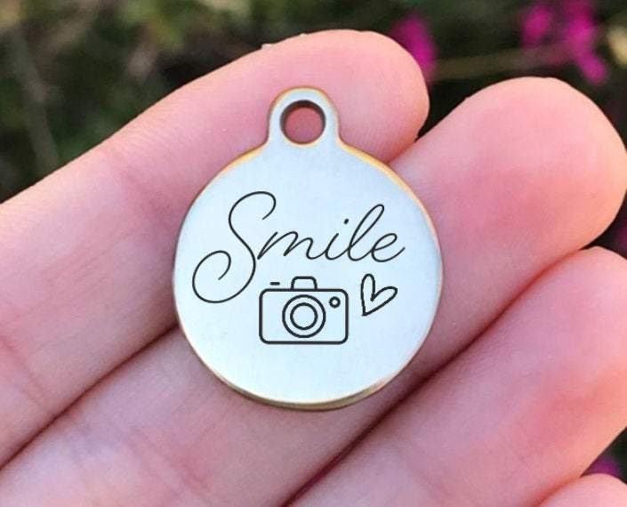 Smile Charms Custom Engraved Charms Personalized Stainless Steel Charms BULK Options ZF1102 - Avy + Tay