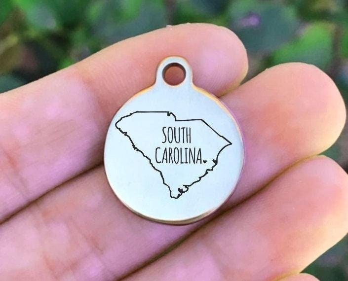 South Carolina Charms Custom Engraved Charms Personalized Stainless Steel Charms BULK Options ZF1043 - Avy + Tay