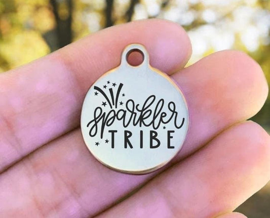 Sparkler Tribe Charms Custom Engraved Charms Personalized Stainless Steel Charms BULK Options ZF1595 - Avy + Tay