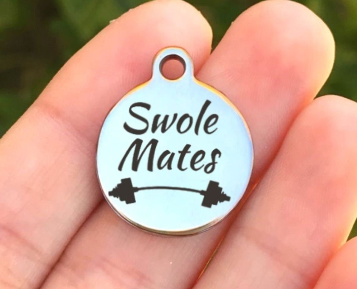 Swole Mates Charms Custom Engraved Charms Personalized Stainless Steel Charms BULK Options ZF144 - Avy + Tay