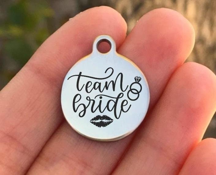 Team Bride Charms Custom Engraved Charms Personalized Stainless Steel Charms BULK Options ZF1469 - Avy + Tay