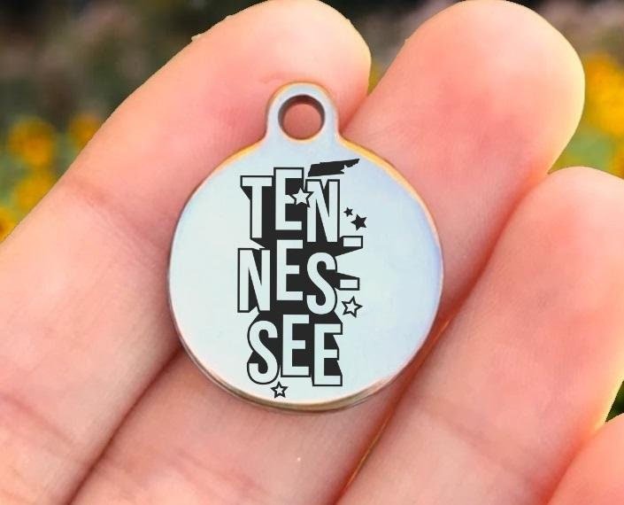 Tennessee Charms Custom Engraved Charms Personalized Stainless Steel Charms BULK Options ZF1562 - Avy + Tay