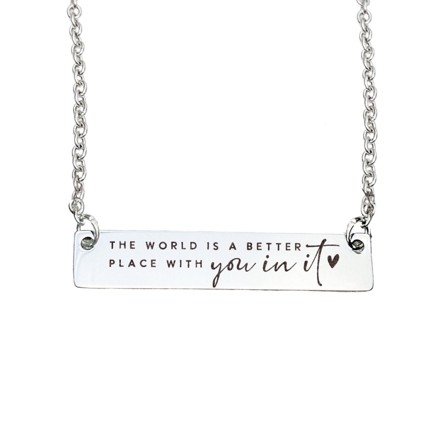 THE WORLD IS A BETTER PLACE WITH YOU IN IT BAR NECKLACE - Avy + Tay