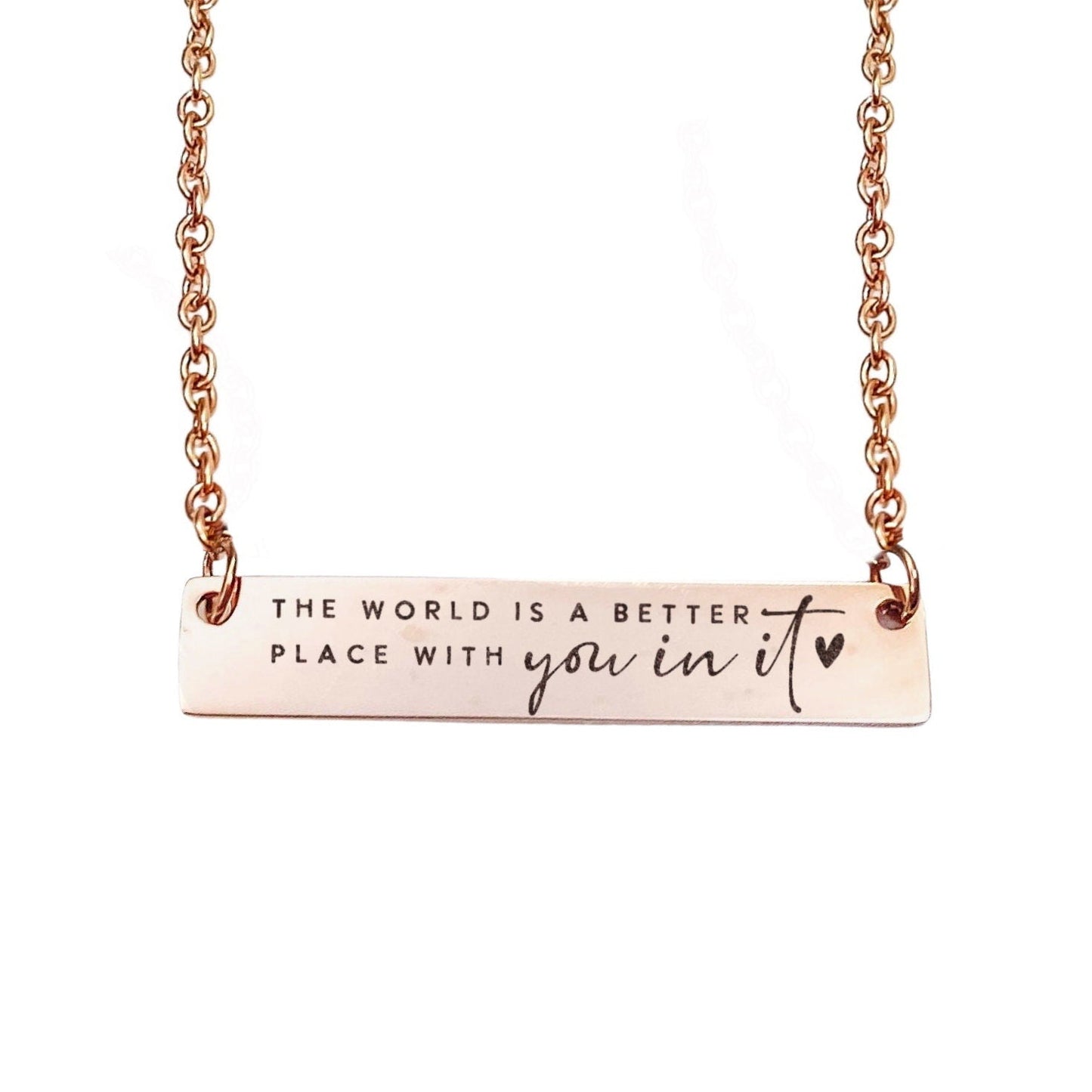 THE WORLD IS A BETTER PLACE WITH YOU IN IT BAR NECKLACE - Avy + Tay