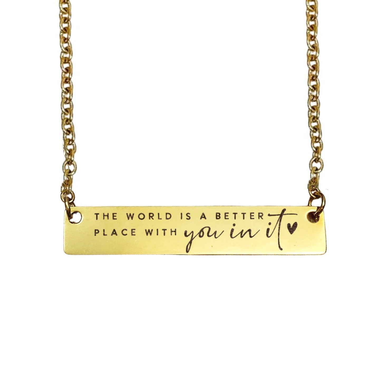 THE WORLD IS A BETTER PLACE WITH YOU IN IT BAR NECKLACE - Avy + Tay